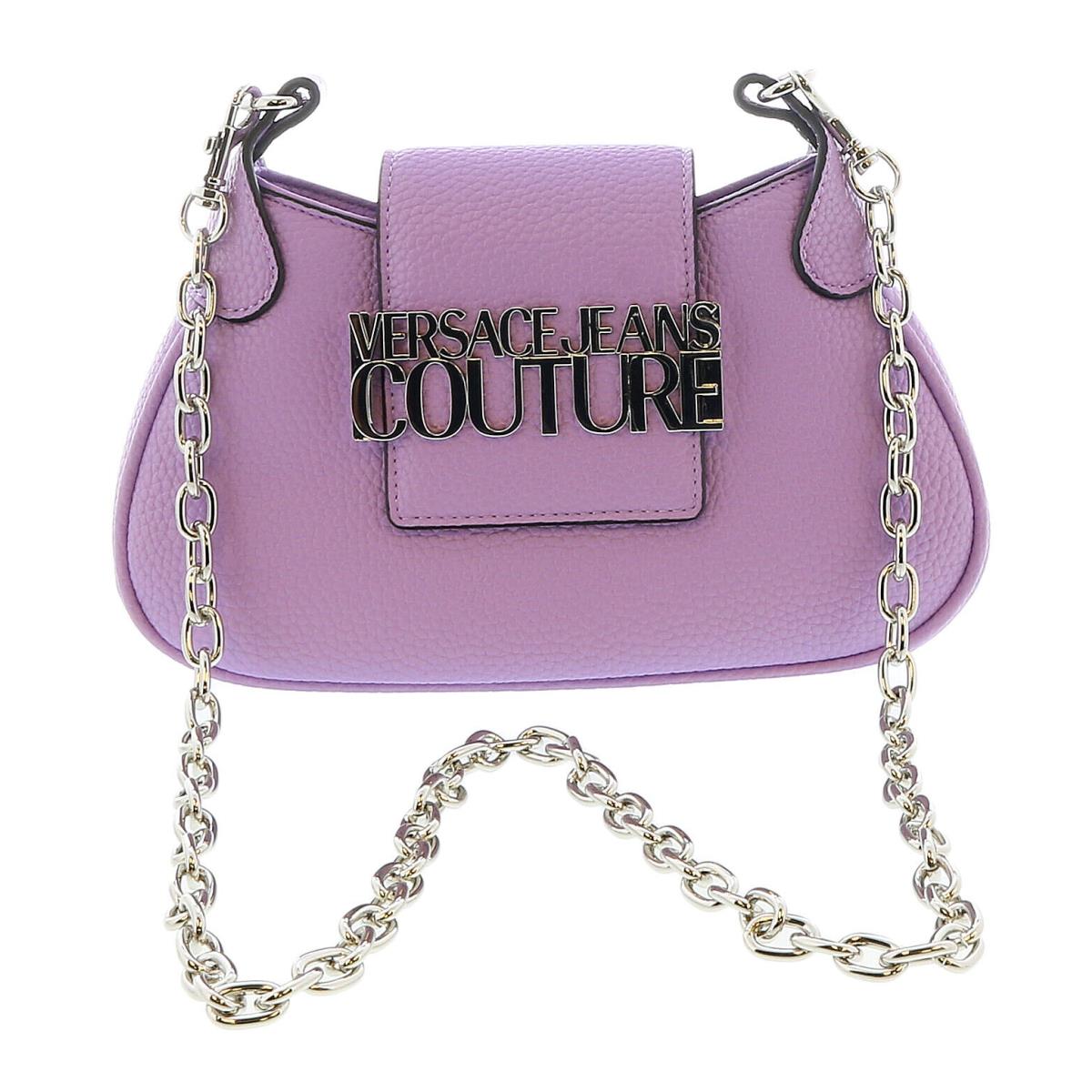 Versace Jeans Couture Lilac Half Moon Signature Closure Hobo Bag