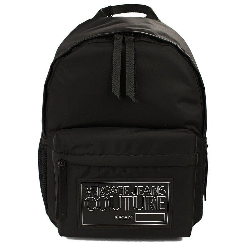 Versace Jeans Couture Black Logo Badge Nylon Backpack