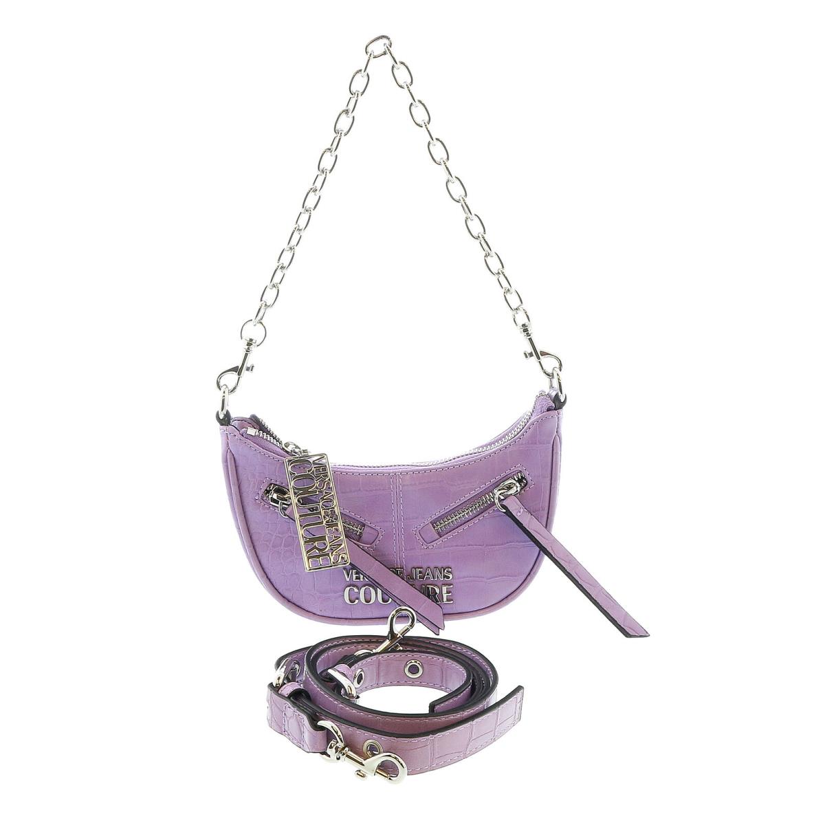 Versace Jeans Couture Lilac Half Moon Embossed Zipper Hobo Bag