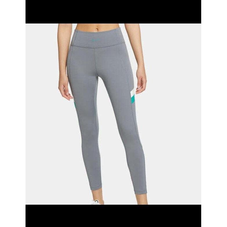 Nike One Women`s Midrise Colorblock Stripe 7/8 Leggings XL Smoke Gray DA0916SU21