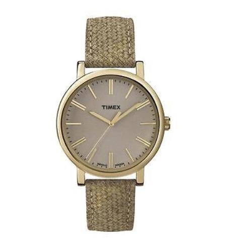 New-timex Gold Tone Tan Beige Leather Band Tan+gold Dial Classic WATCH-T2P173 - Dial: Beige, Band: Beige