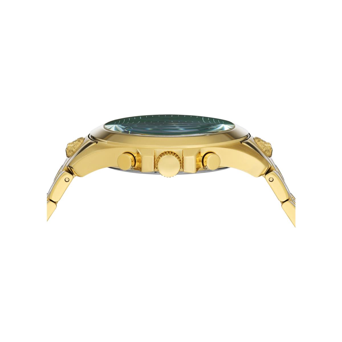 Versus Versace Mens Gold 44mm Bracelet Fashion Watch - Dial: Green, Band: Gold, Bezel: Green