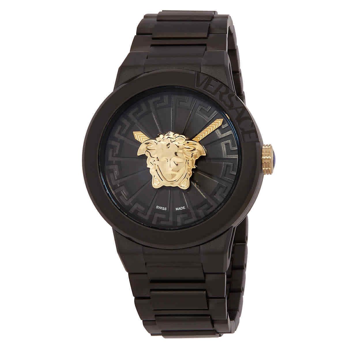 Versace Medusa Infinite Quartz Black Dial Ladies Watch VE3F00622 - Dial: Black, Band: Black IP, Bezel: Black IP