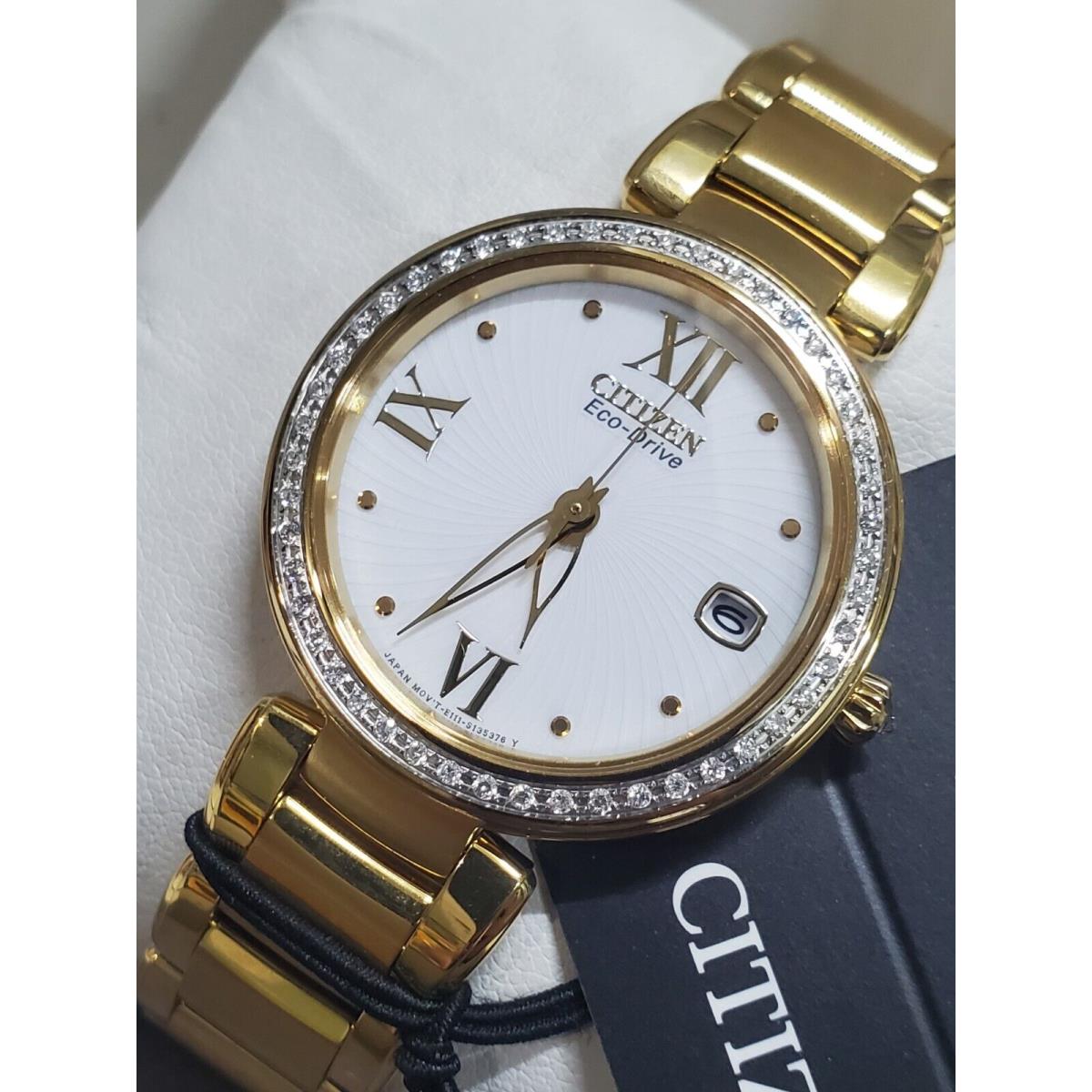 Citizen Eco-drive Women`s Diamond Accent Gold Watch 33MM EO1102-51A