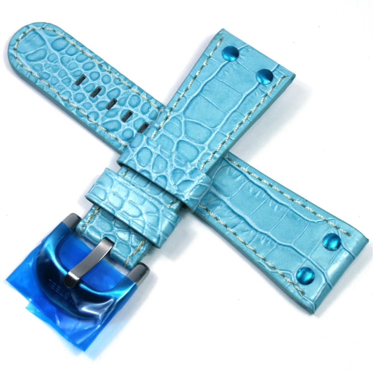 TW Steel Twb 80 Light Blue Leather Strap For Goliath 37MM Cases. 26MM Width