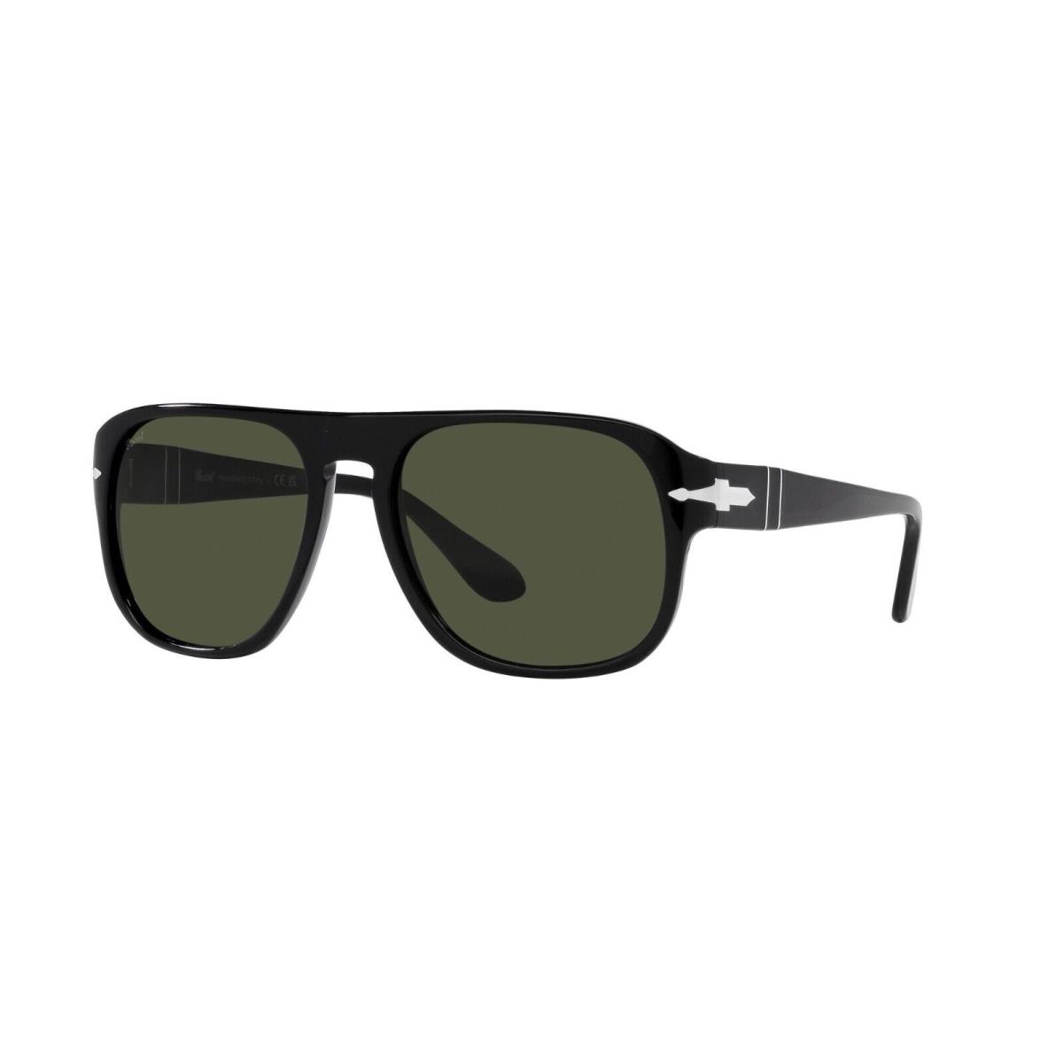 Persol Jean PO 3310S Black/grey Green 95/31 Sunglasses - Frame: Black, Lens: Grey Green