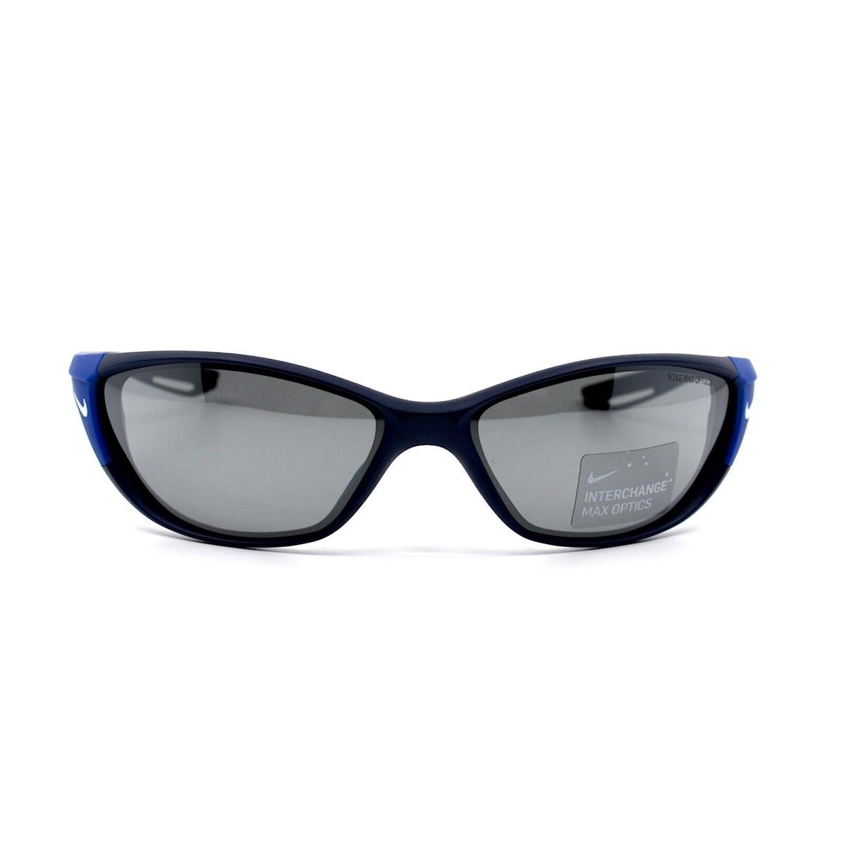 Nike Zone DZ7356 410 Matte Navy Grey W/silver Flash Sunglasses - Frame: Blue, Lens: Gray