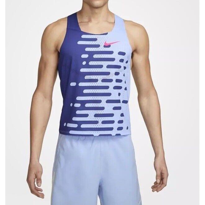 Nike Dri-fit Adv Aeroswift Track Running Singlet Blue DV7715-455 Men s SZ XL