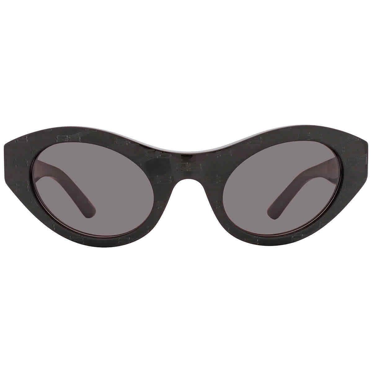 Balenciaga Grey Oval Unisex Sunglasses BB0250S 001 52 BB0250S 001 52