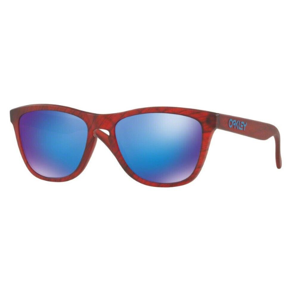 Oakley Frogskins Driftwood Matte Red Woodgrain W/sapphire Iridium OO9013-B755 - Frame: Matte Red Woodgraine, Lens: Blue