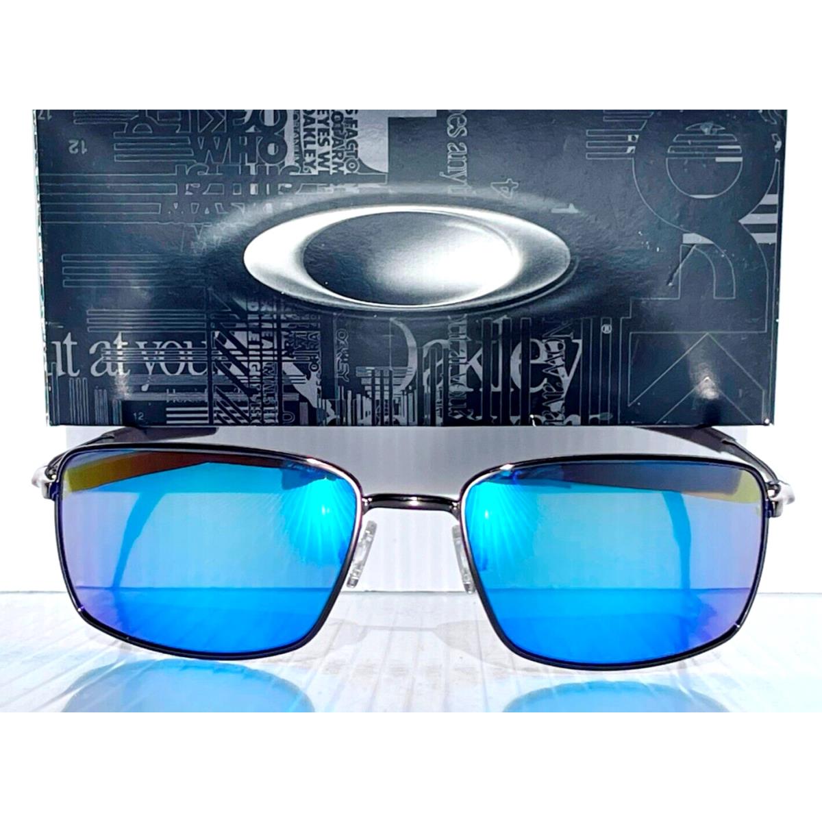 Oakley Square Wire Titanium Silver w Polarized Galaxy Blue Lens Sunglass 4075