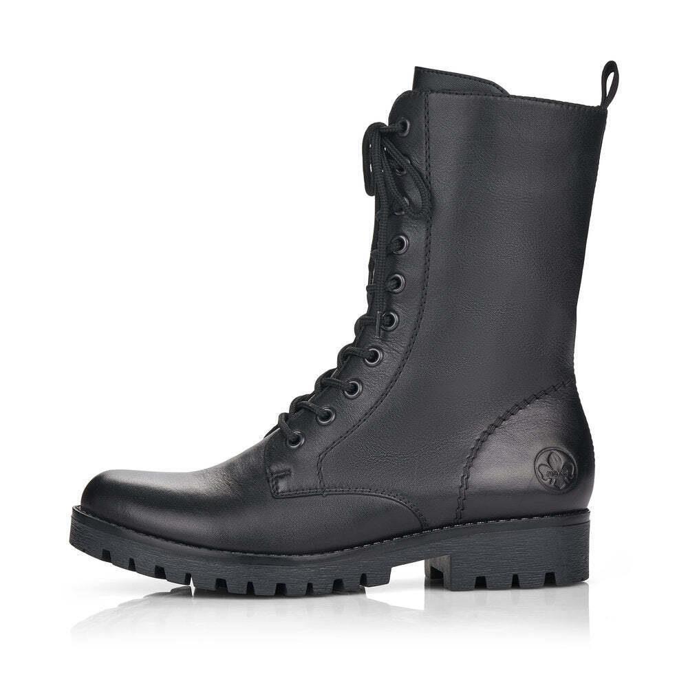 Rieker Women`s 78544-00 Payton Black Waterproof Lace-up Zipper Boots