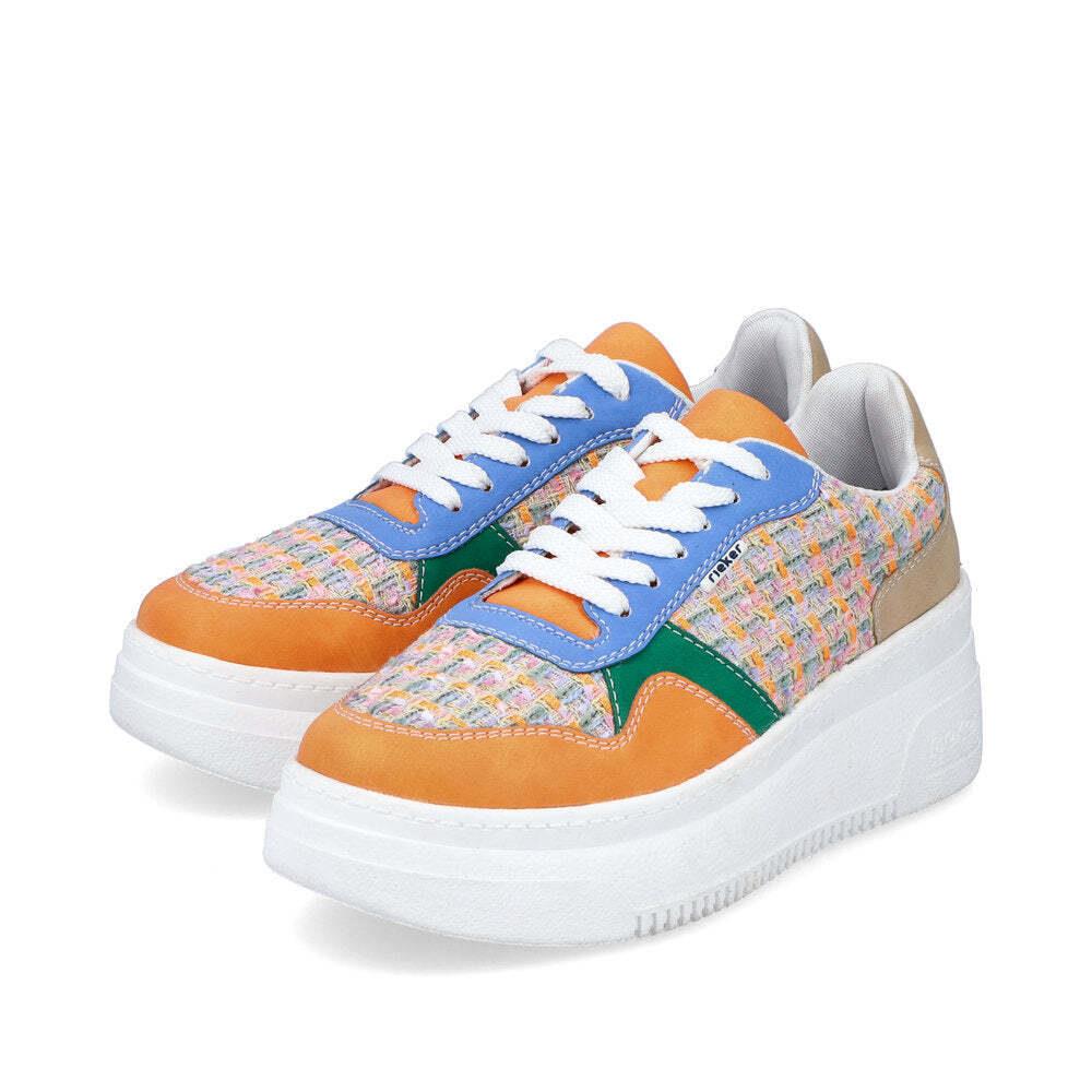 Rieker Women`s M7812-91 Jessy Carrot/pastell-orange/blau/sma Lace-up Sneakers