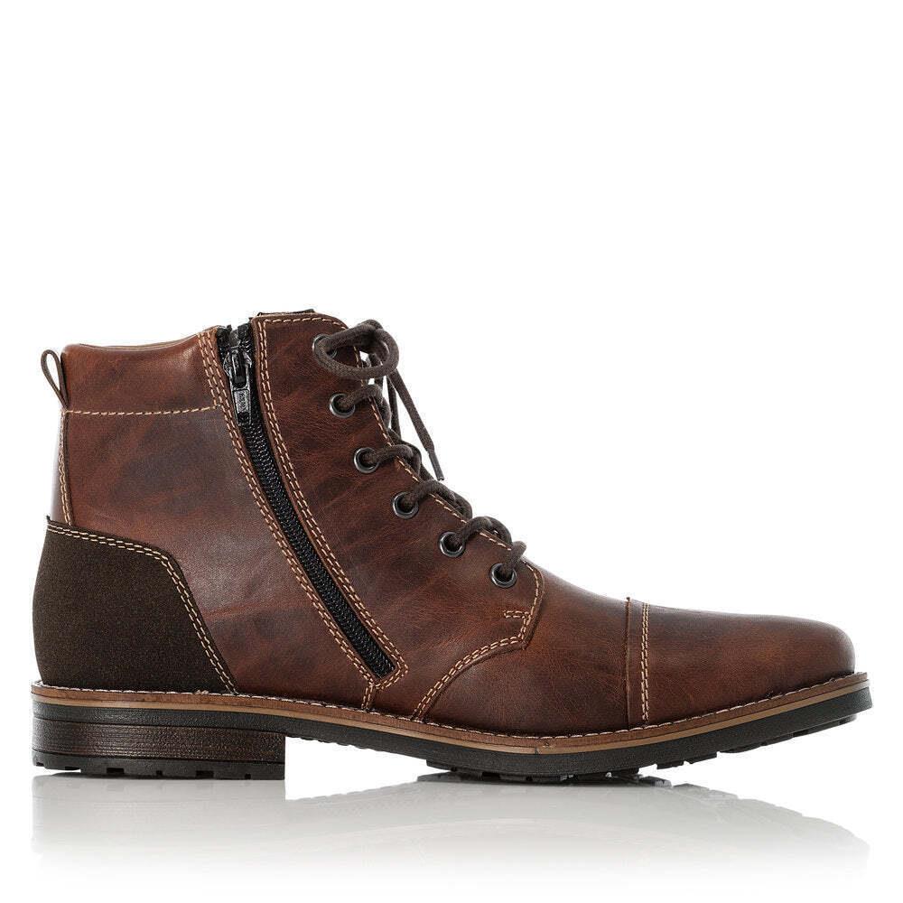 Rieker Men`s 33200-24 Elias Brown Water-repellent Side-zip Ankle Boots SZ EU 43