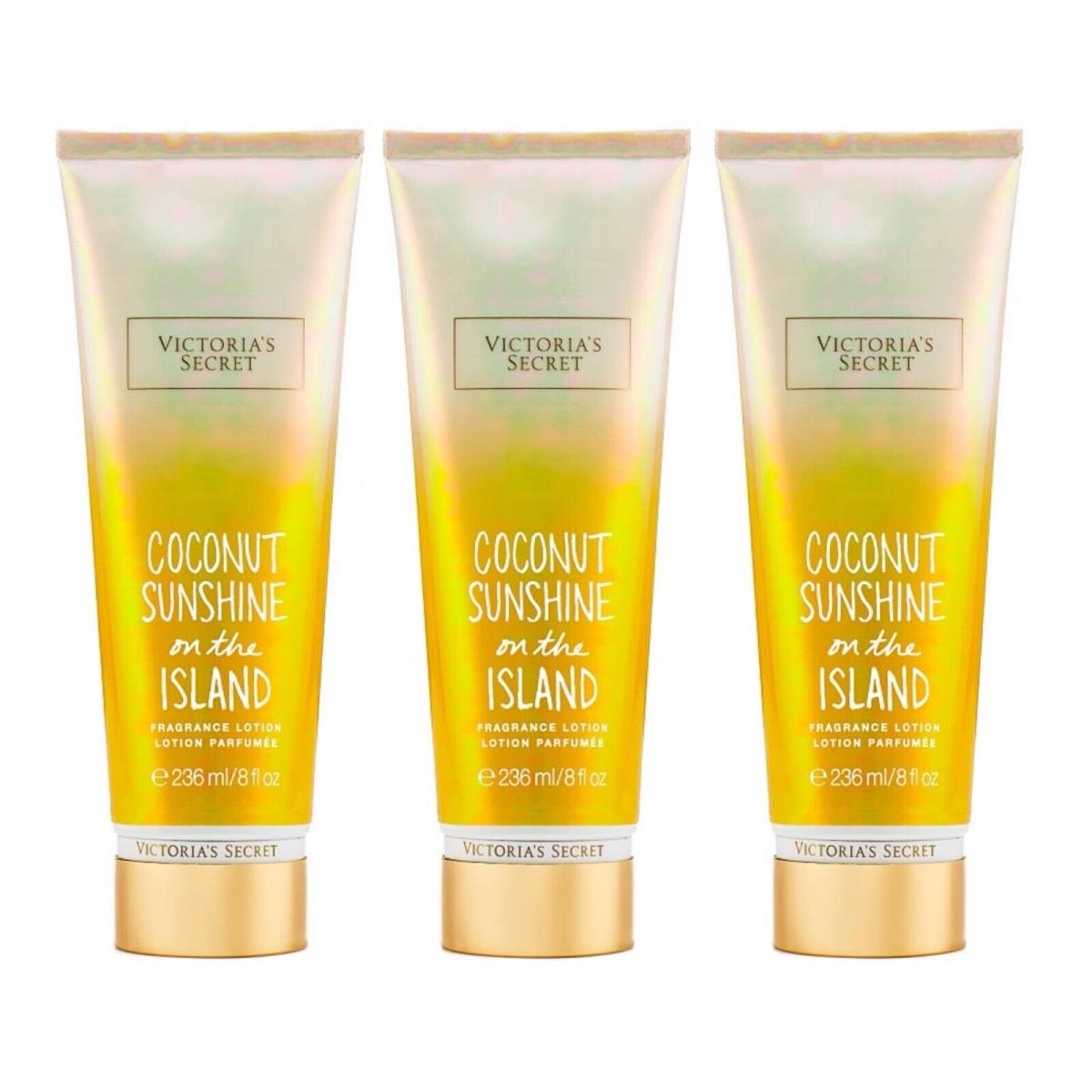 3 Victoria`s Secret Coconut Sunshine ON The Island Fragrance Lotion 8 Fl.oz