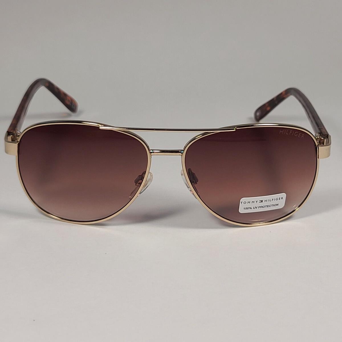 Tommy Hilfiger Moana WM OL553 Pilot Sunglasses Gold Brown Tortoise Frame Brown