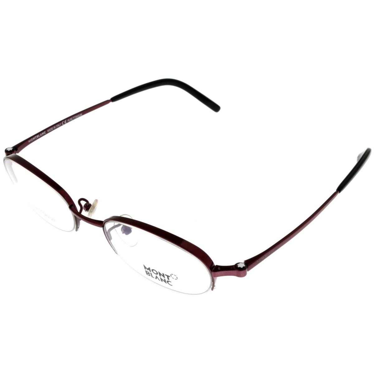 Montblanc Mont Blanc Eyeglasses Frame Titanium Unisex Burgundy Half Rimless MB95 744