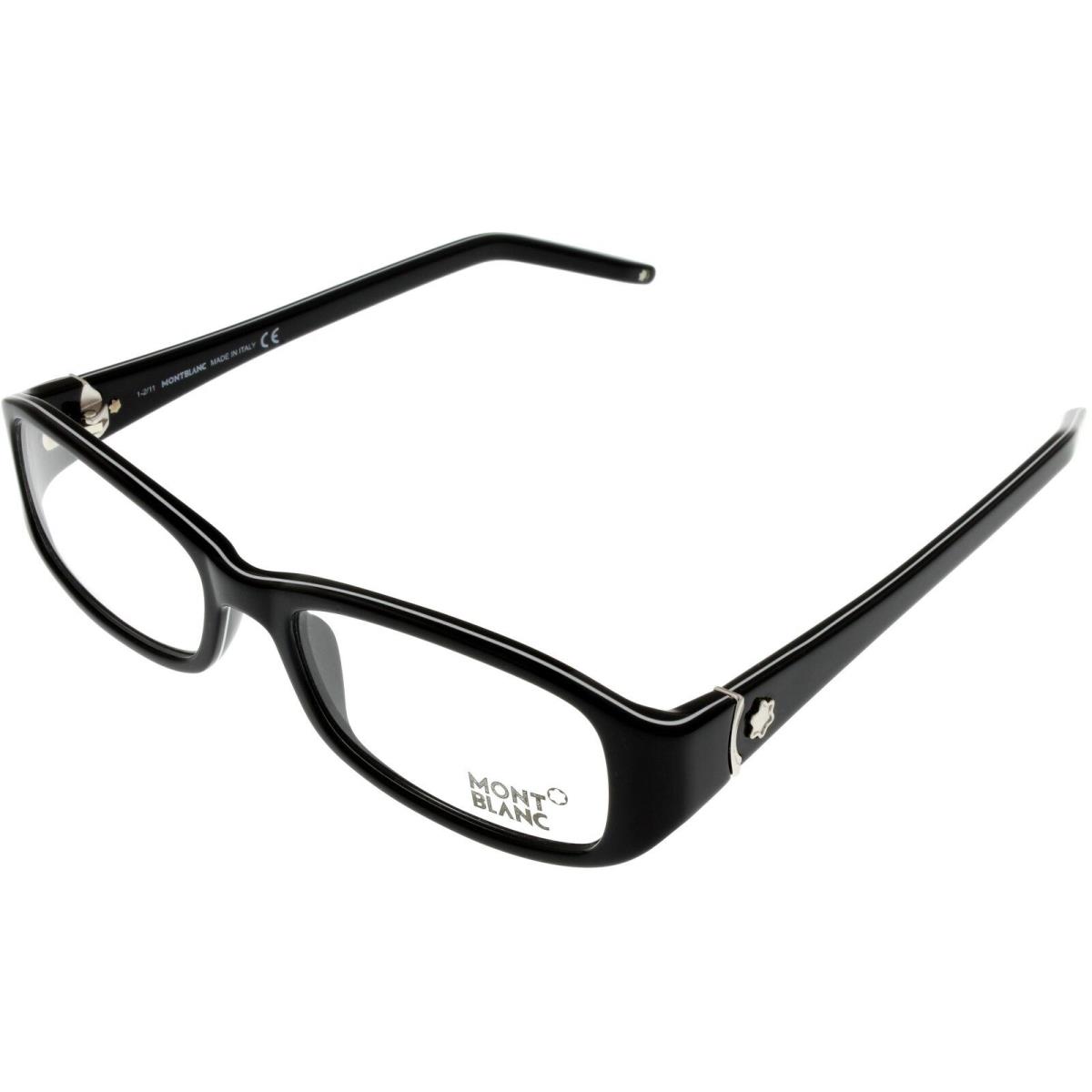 Montblanc Mont Blanc Eyeglasses Frame Unisex Black White Trim MB0351 005 Rectangular