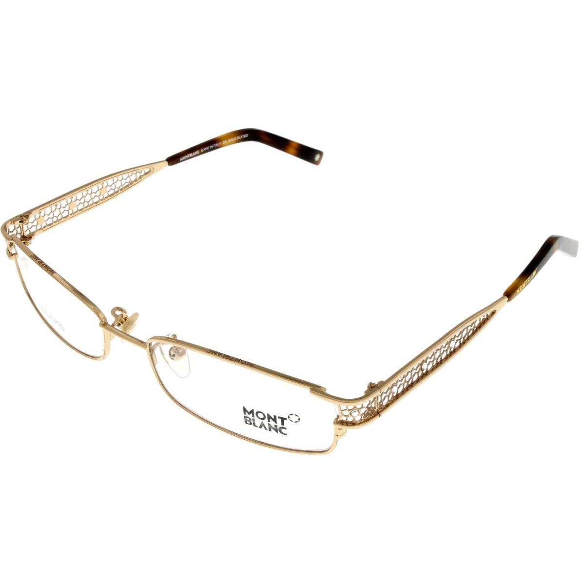 Montblanc Mont Blanc Eyeglasses Frame Women MB152 F90 Rhinestones Gold Plated Rectangular