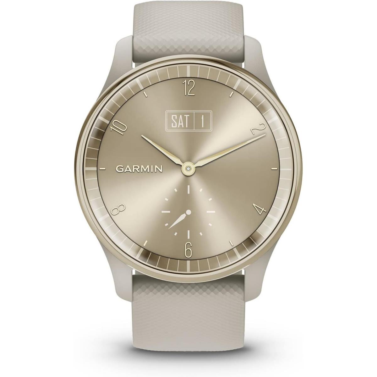 Garmin Vivomove Trend Hybrid Gps Smartwatch with Safety and Tracking Cream Gold with French Gray