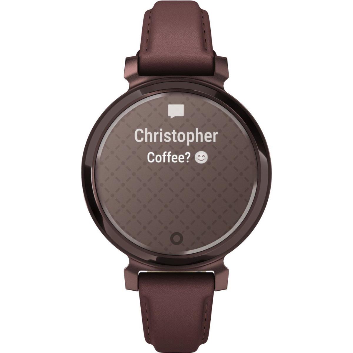 Garmin Lily 2 Series Small and Stylish Gps Smartwatch Track Your Health Dark Bronze with Mulberry Leather