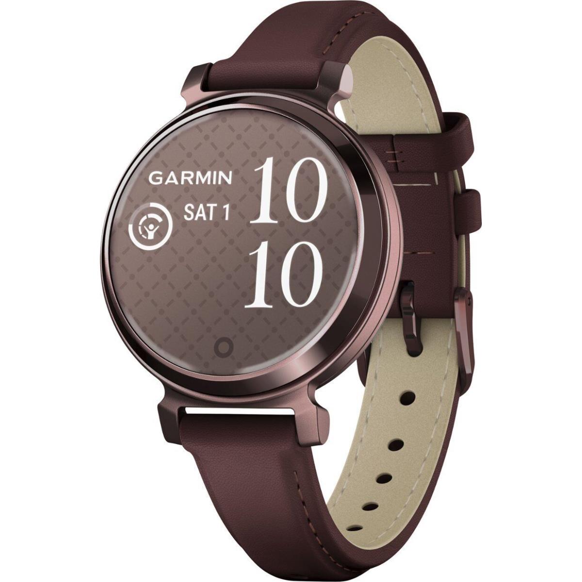 Garmin Lily 2 Series Small and Stylish Gps Smartwatch Track Your Health Dark Bronze with Mulberry Leather