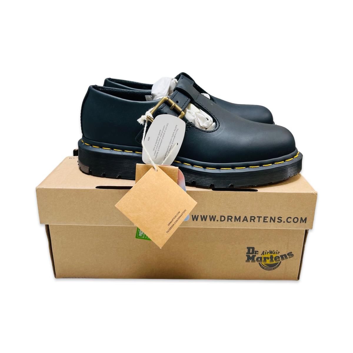 Dr. Martens Polley Sr Mary Jane Buckle Shoes Women`s US Size 7 Black Leather