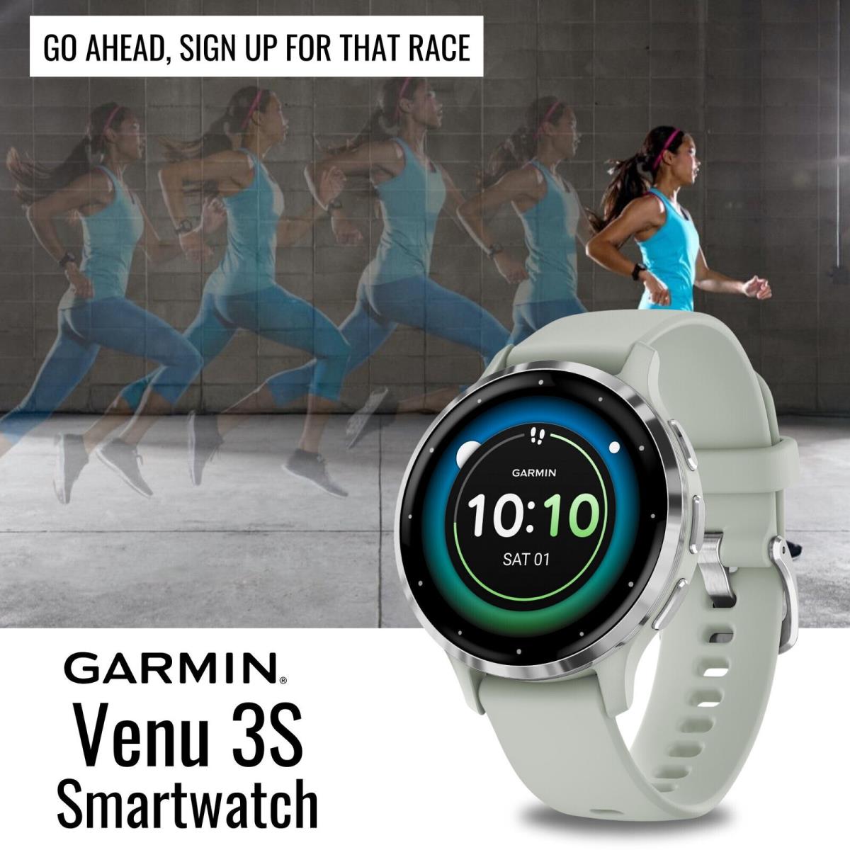 Garmin Venu 3S Silver and Sage Gray Smartwatch Bundle