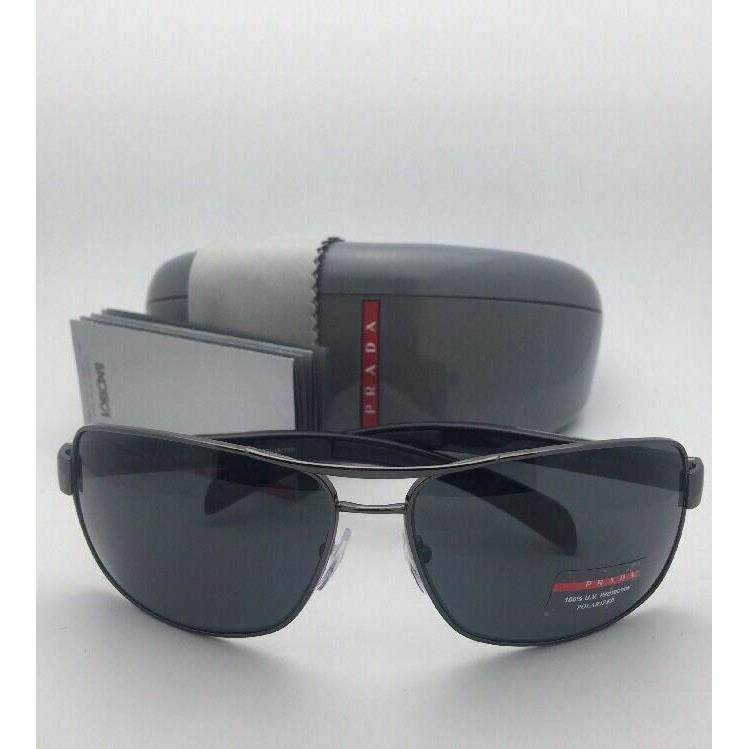 Prada Sport Polarized Sunglasses Sps 54I 5AV-5Z1 65-14 Gunmetal Frames with Grey