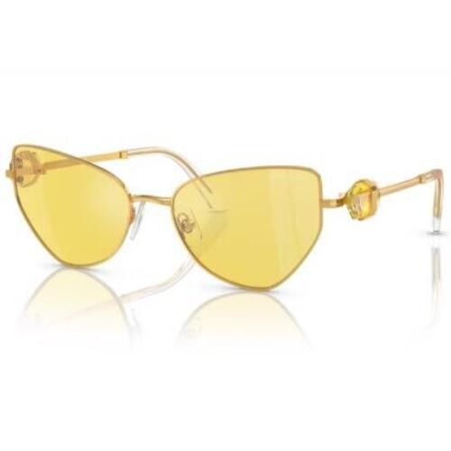 Swarovski SK7003 400785 Sunglasses Women`s Gold/yellow Flash Silver Cat Eye 57mm