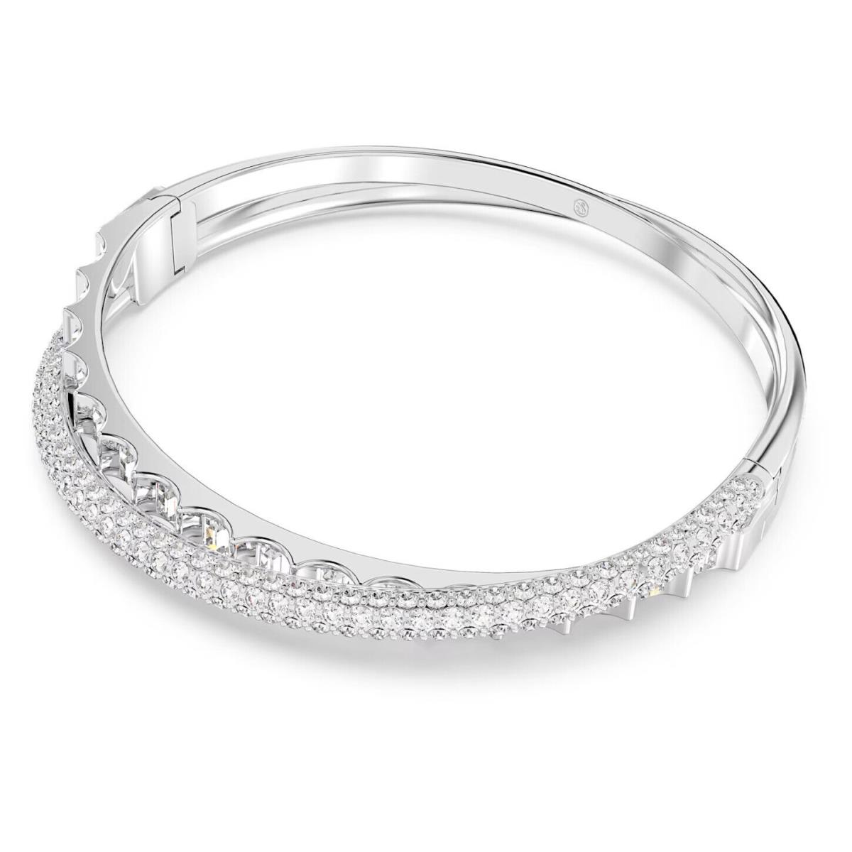 Swarovski Rota Bangle Mixed Cuts White Rhodium Plated 5650354 Size M