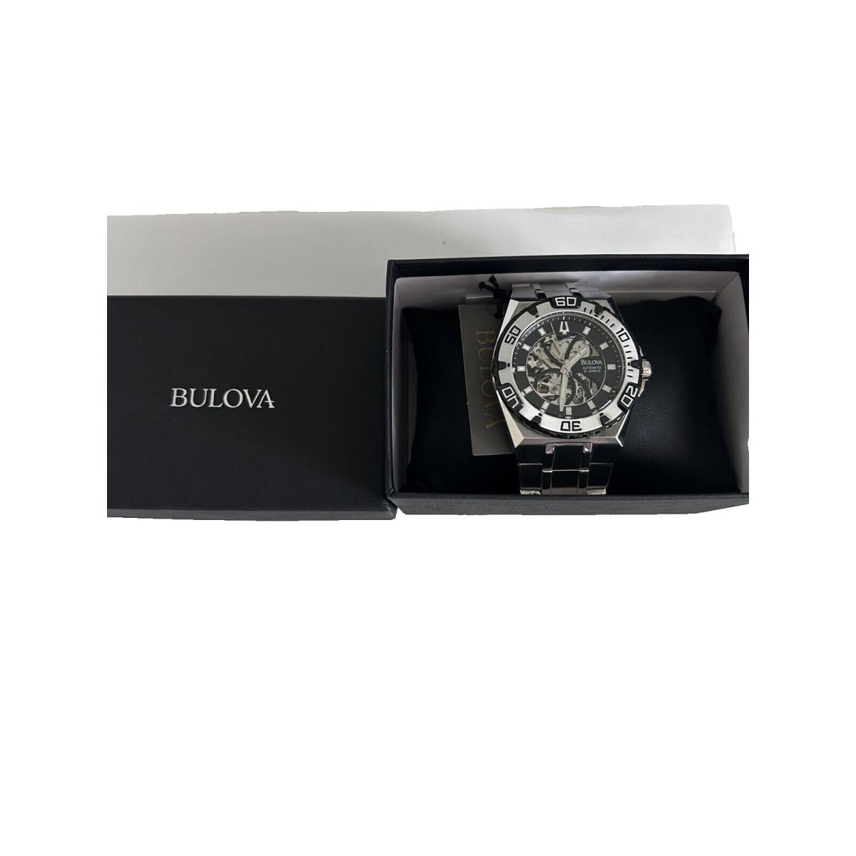 Bulova Automatic Men Watch Stainless Steel Skeleton Dial 98A107