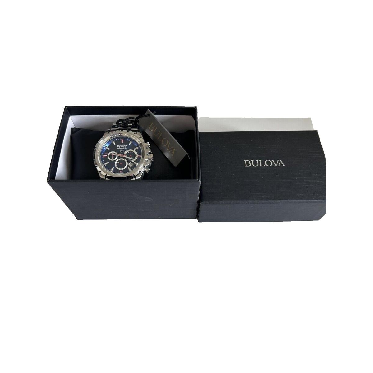Bulova Marine Star Chronograph Men`s Watch Stainless Steel Blue Dial 96B174