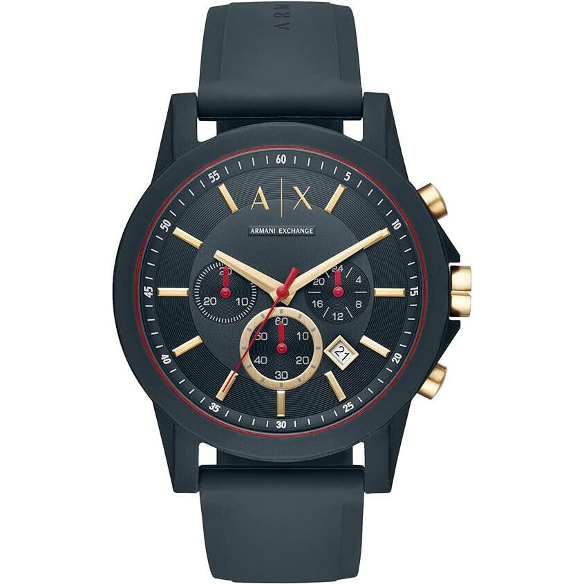 Armani Exchange Men`s Watch Blue Dial Silicone Strap Men`s Watch AX1335