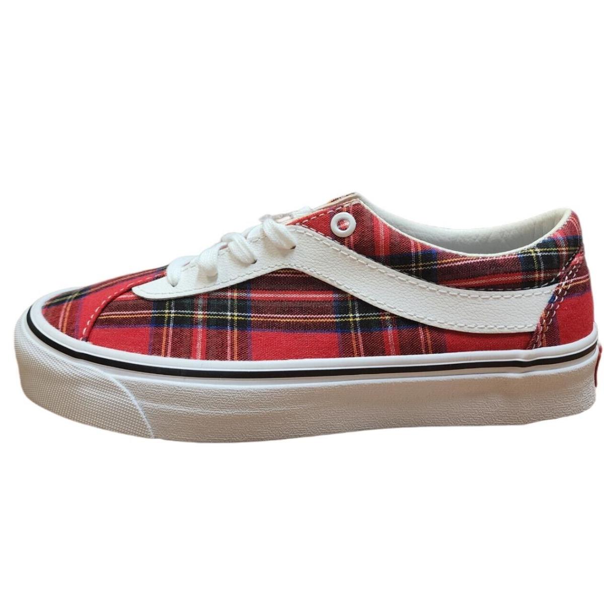 Vans Women`s Red Plaid Bold Ni Low Top Canvas Lace-up Sneakers Size US 7 - Red