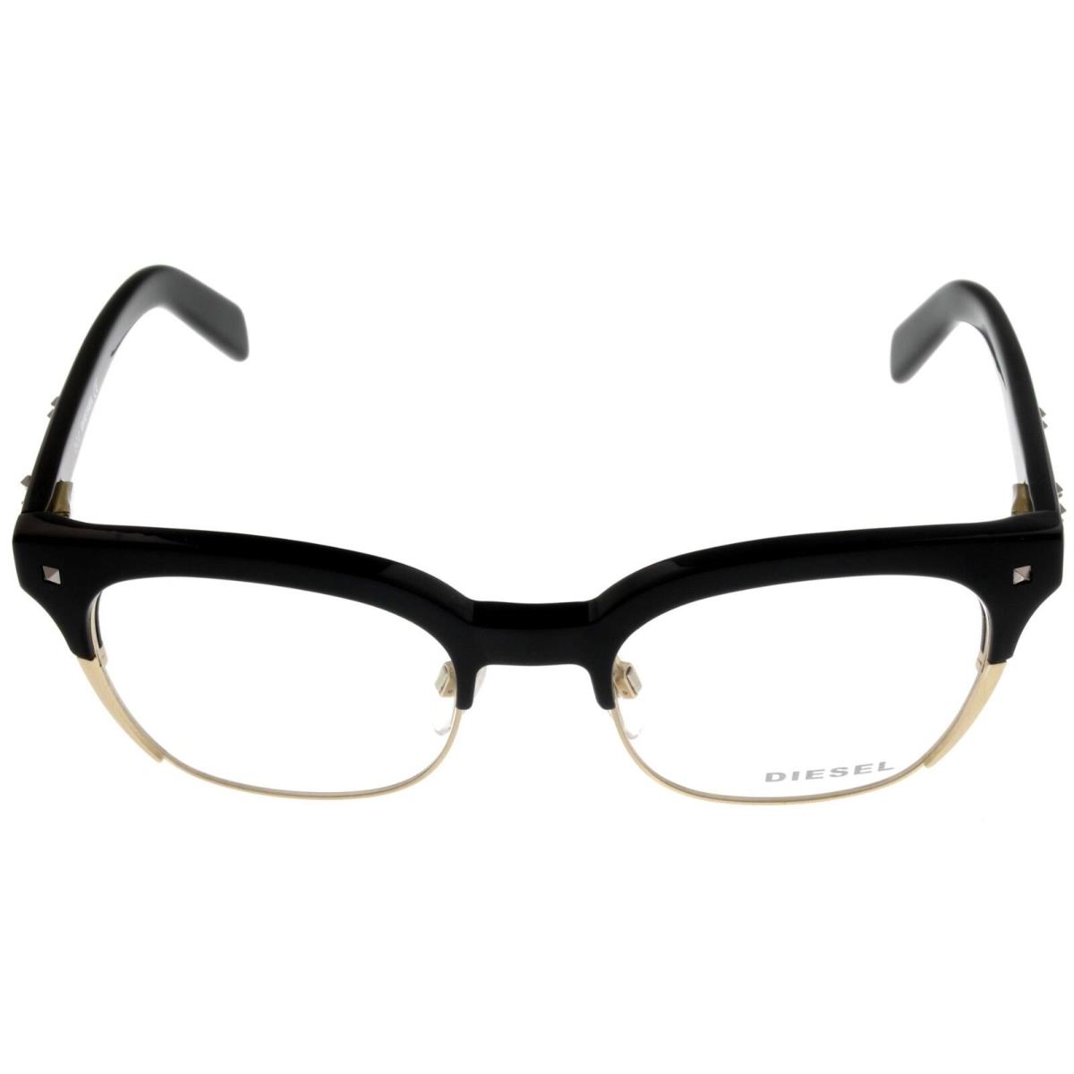 Diesel Women Eyeglasses Frame Black Gold Square DL5058 001
