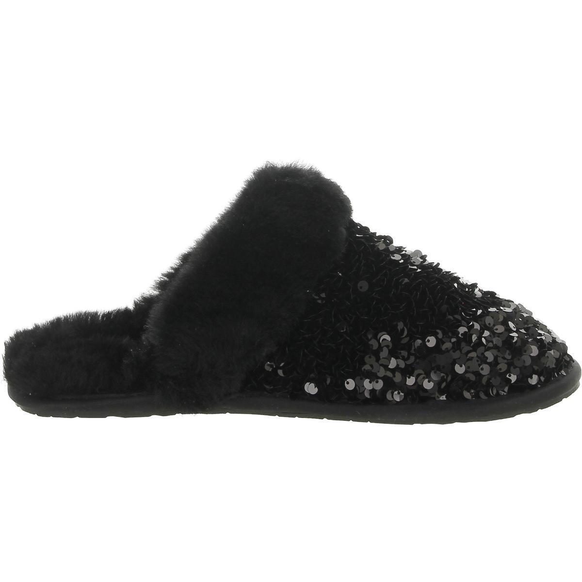 Ugg Womens Scuffette II Chunky Leather Slip On Slide Slippers Shoes Bhfo 7771 - Black