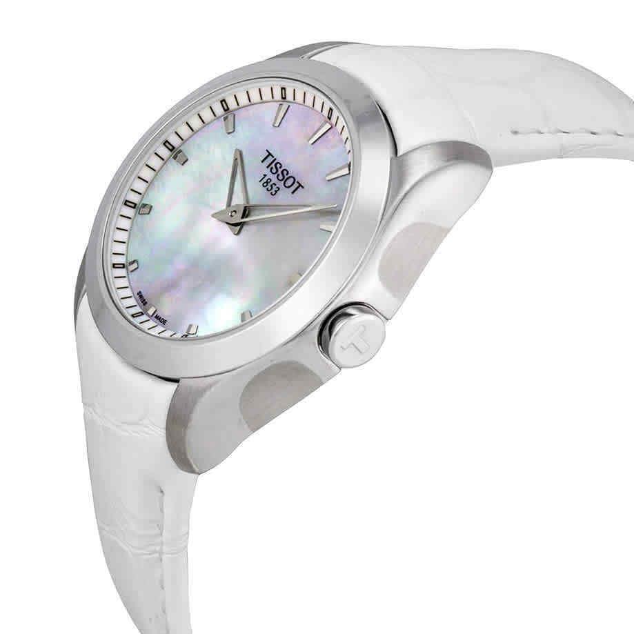 Tissot Couturier Grande Mop Dial White Leather Ladies Watch T0352461611100 - Dial: White, Band: White, Bezel: Silver