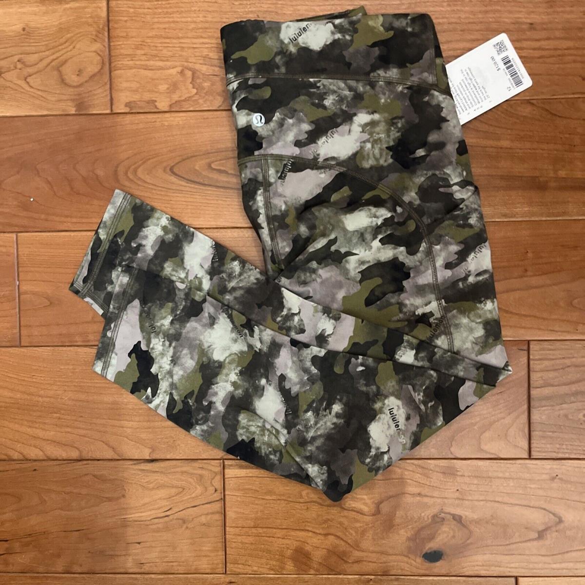 Lululemon Size 12 Power Thru HR Tight 25 Green Camouflage