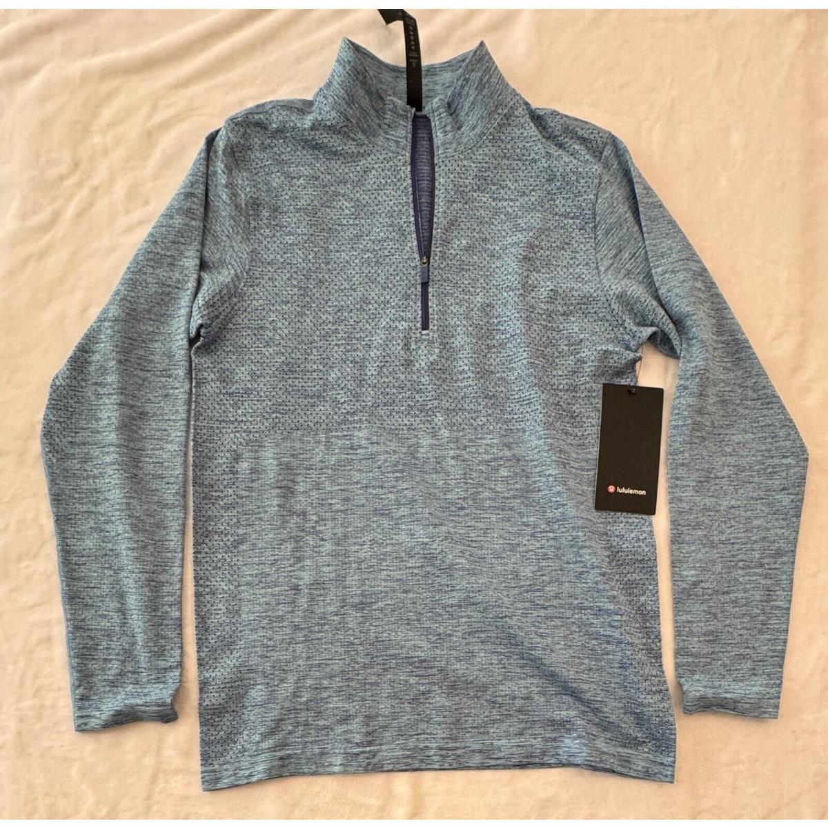 Lululemon Men`s Metal Vent Tech Midweight 1/2 Zip Psyh Bchi Blue Size S Small