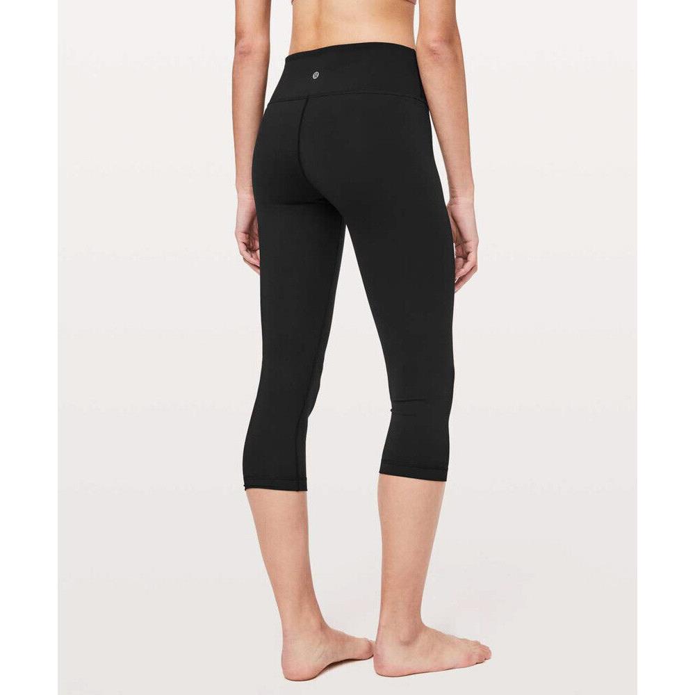 Lululemon Womens Wunder Under Black Mid Rise 21 Luon Cropped Tights Pants 6