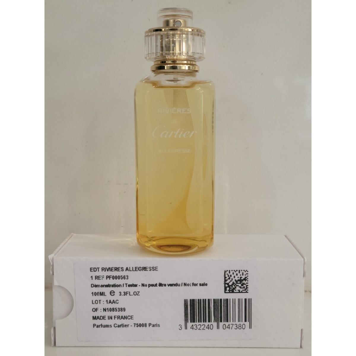 Cartier Rivieres Allegresse Eau De Toilette 3.3oz / 100ml Exprtn 2026 Tester Box