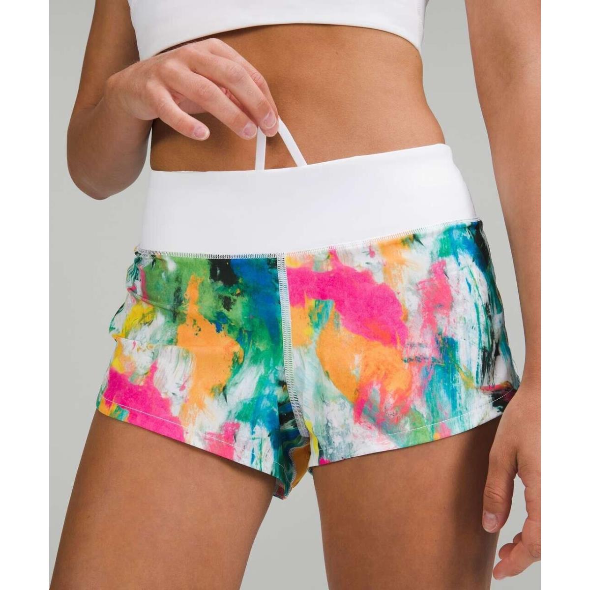 Lululemon Speed Up Low-rise Lined Shorts No Limits White Multi 12