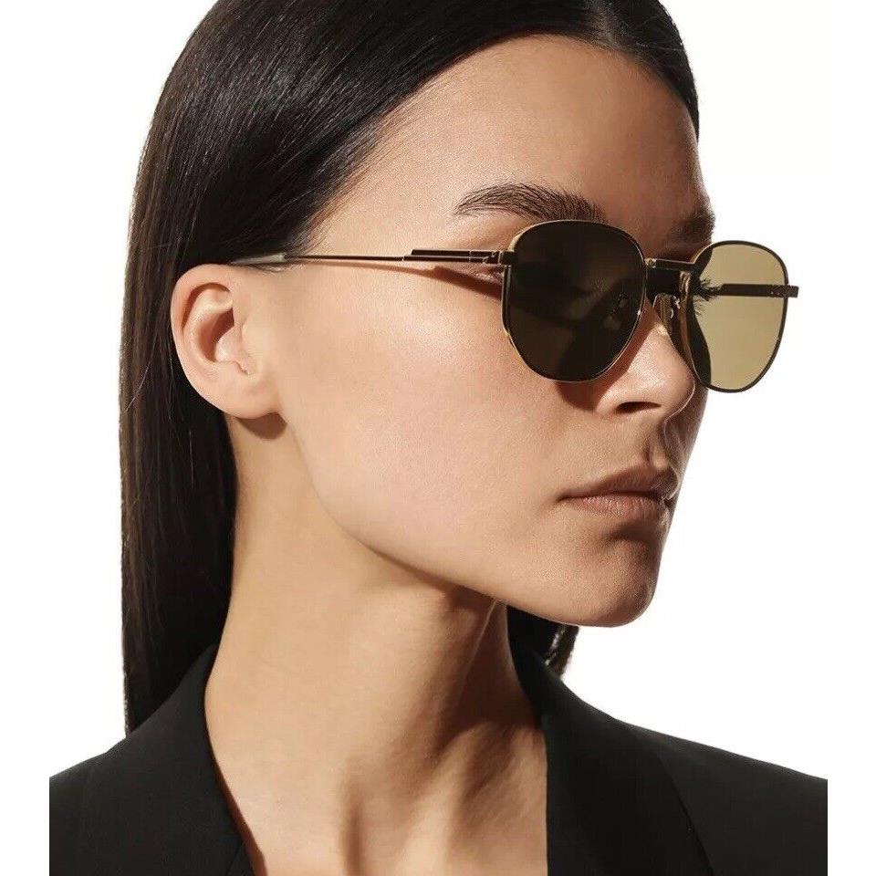 BV1160S 002 Bottega Veneta Gold Round Unisex Bottega Veneta Sunglasses