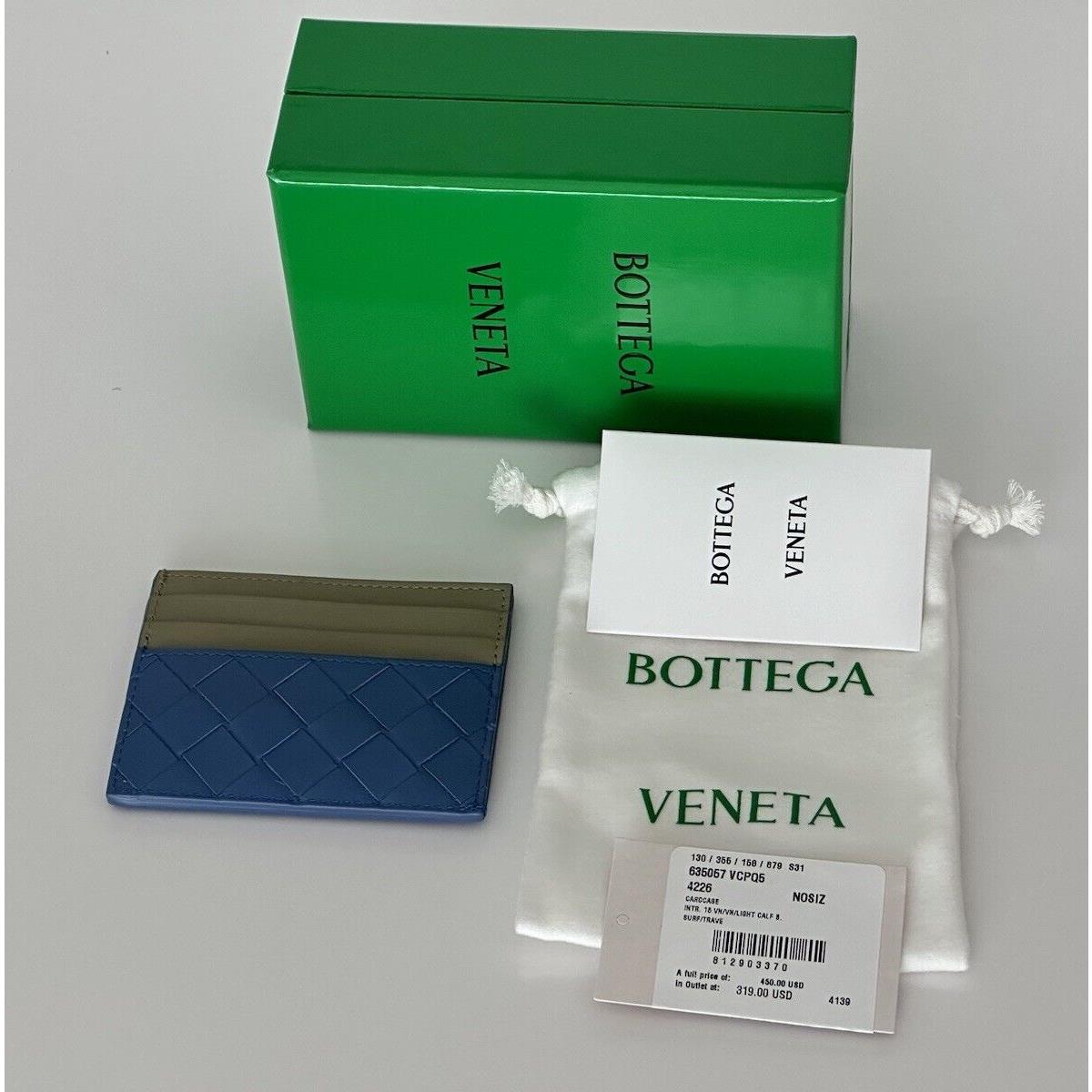 Bottega Veneta Intrecciato Leather Card Case Surf/travertine 635057 IT