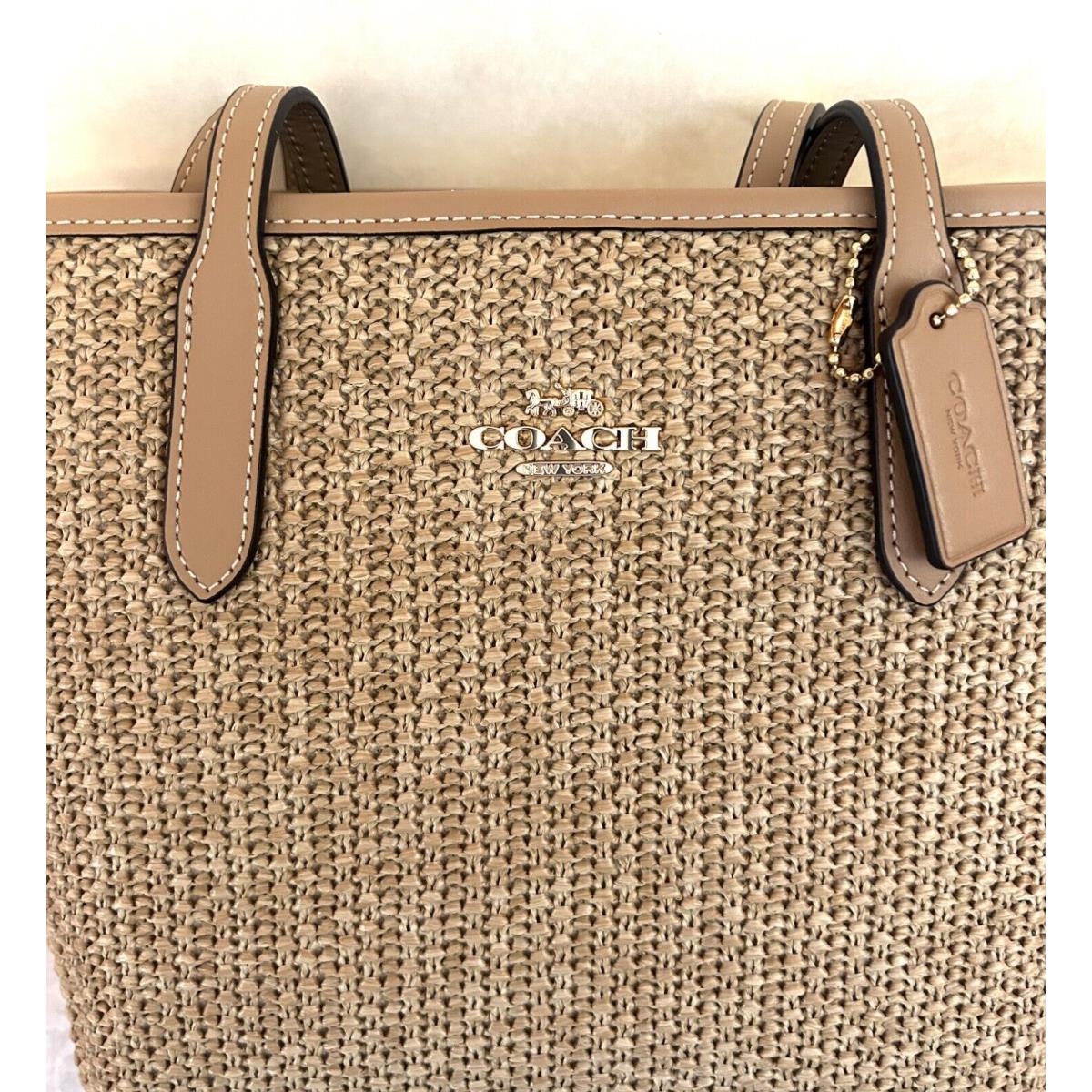 Coach Mini City Tote In Straw Smooth Leather CS616