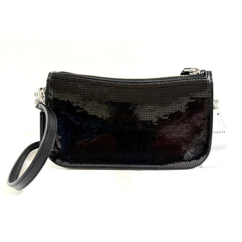 Coach Penn Leather Shoulder Bag with Sequins Black + Coach Dust Bag