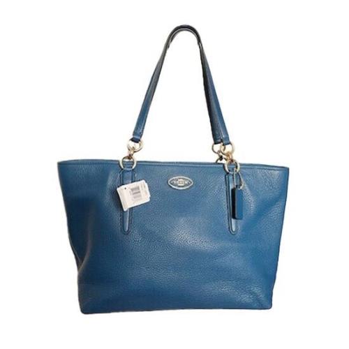 Coach Ellis Tote Pebble Leather Liden Blue 33961 Purse Bag Golden Hardware