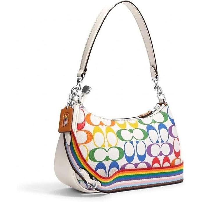 Coach Teri Shoulder Bag In Rainbow Signature Canvas CA176 Crossbody Purse Pride - Handle/Strap: Multicolor, Hardware: Silver, Exterior: Multicolor