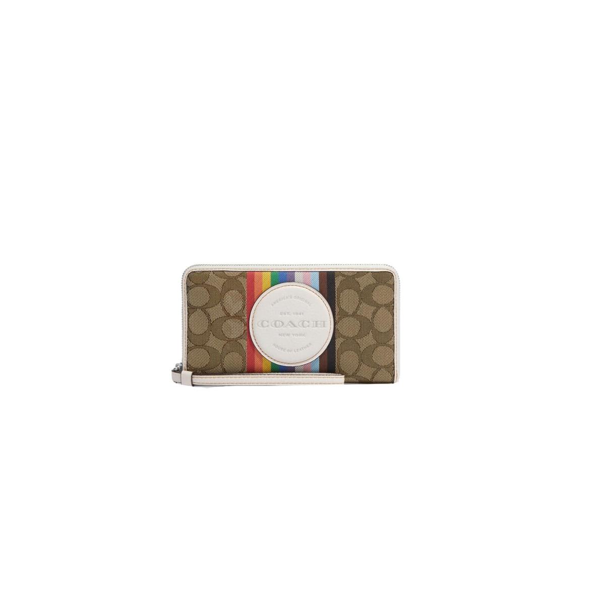 Coach Long Zip Around Leather Wallet Sv/khaki Multi2